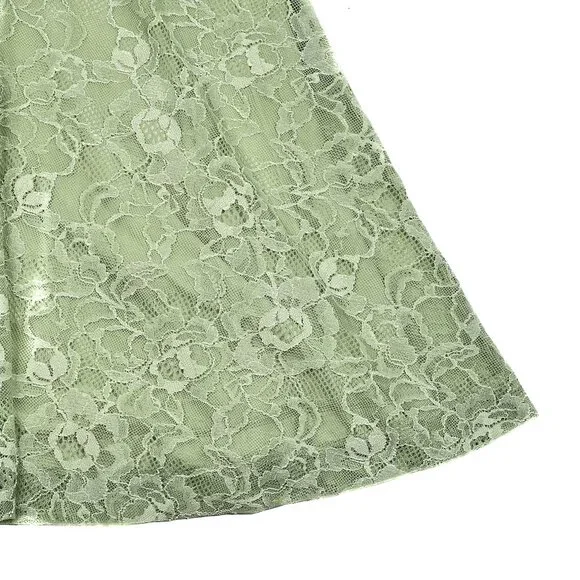 Anthropologie Maeve Mock-Neck Mini Dress Lace Floral Moss Green Size S - NWT